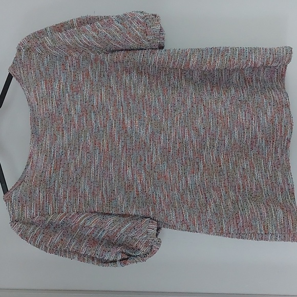 LOFT Textured Puff Sleeve Woven Short Sleeve Blouse Small - Picture 5 of 6